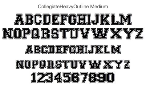 collegiate heavy outline font | Outline fonts, Alphabet capital letters, Outline