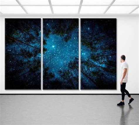 Trees Canvas Print, Night Sky Wall Art, Stars #art #print #giclee @EtsyMktgTool # ...