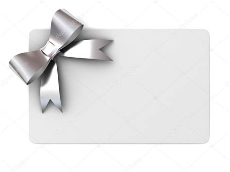 Blank gift card with silver ribbons and bow concept Stock Photo by ©3dconceptsman 87584890