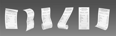 Free Vector | Realistic set of receipt paper templates on grey