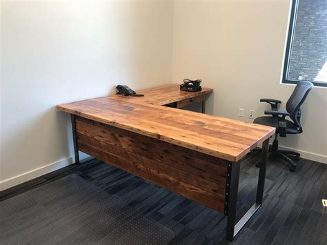 Reclaimed wood desk, L shaped desk, Rustic desk