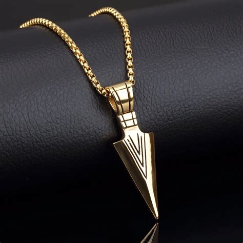 Men 316L Stainless Steel steampunk simple spearhead Pendant Necklaces fashion vintage punk mens ...