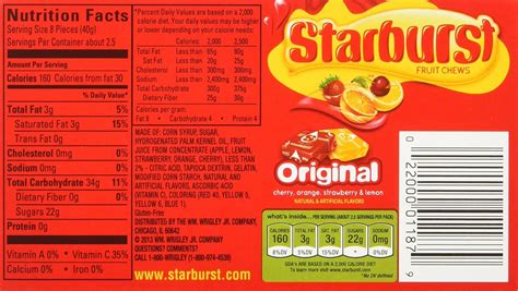 starburst ingredients 2017