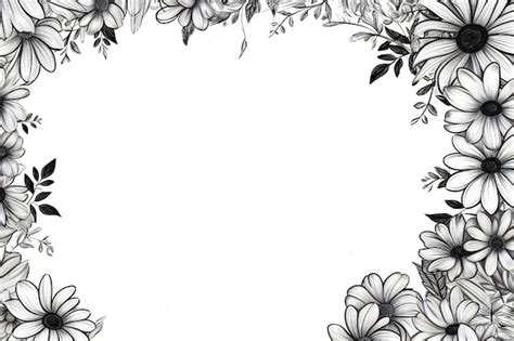 Premium AI Image | Thin line art empty floral border on white background