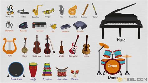 100+ Musical Instruments Names in English • 7ESL