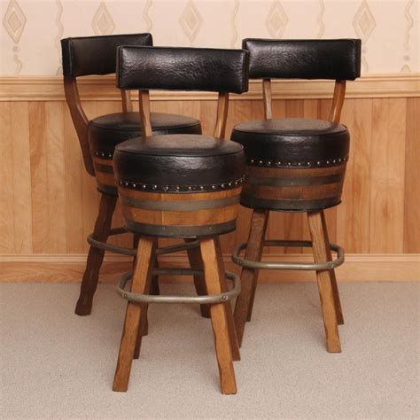 Set of Three Vintage Whiskey Barrel Bar Stools | EBTH