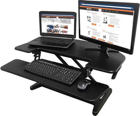 Victor Height Adjustable Corner Standing Desk Riser with Removable Keyboard Tray Black DCX650 ...