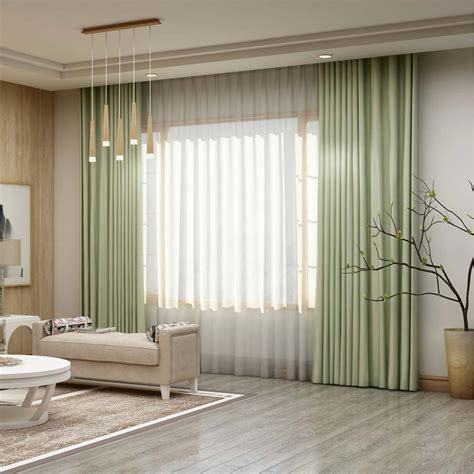 Solid Light Green Curtain Modern Silk Imitation Curtain Living Room Bedroom Blackout Fabric(One ...