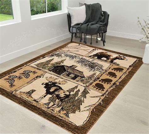 Lodge Cabin Area Rugs 8x10 Rustic Cabin Novelty Rugs for Living Room Cabin Dcor Rugs Moose and ...