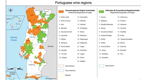 Portugal Map of Vineyards Wine Regions