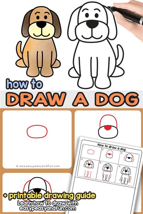 How to Draw a Dog - Step by Step Drawing Tutorial for a Cute Cartoon Dog | Cartoon drawing for ...