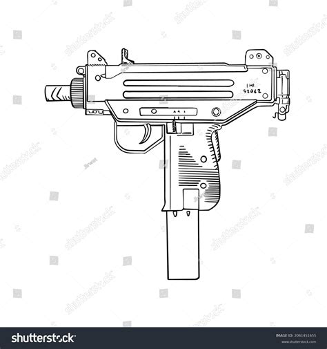 Uzi Smg Machine Gun Illustration Hand Stock Vector (Royalty Free) 2061451655 | Shutterstock