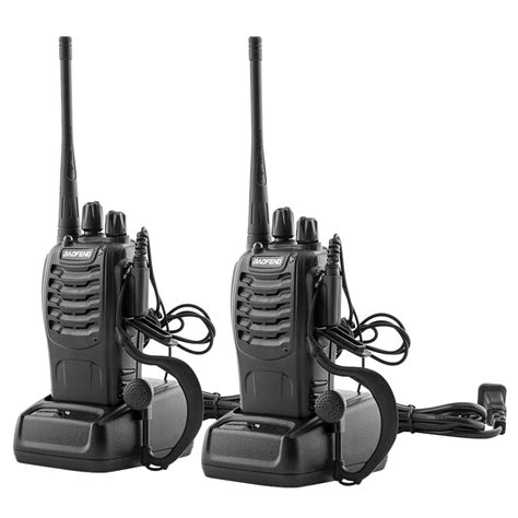 Handheld Walkie Talkies, 10KM Long Range Two-Way Radios 16-Channel with Earphones Black (2Pcs ...