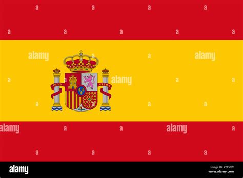 Spanish National Flag With Coat Of Arms 3D illustration Stock Photo - Alamy