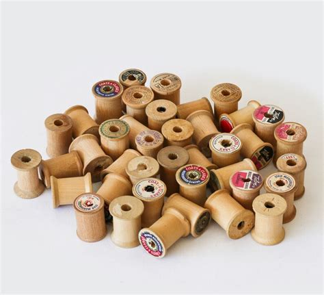 Vintage Wooden Thread Spools Set of 10 - Etsy