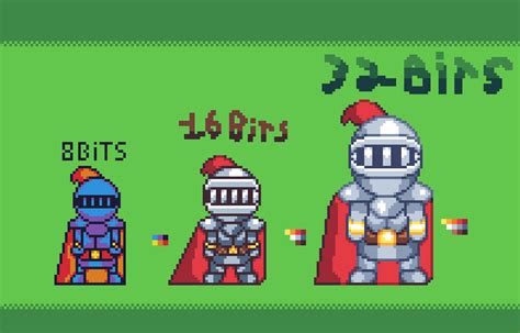 Knight in different bits (8 Bits, 16 Bits and 32 Bits) : r/PixelArt