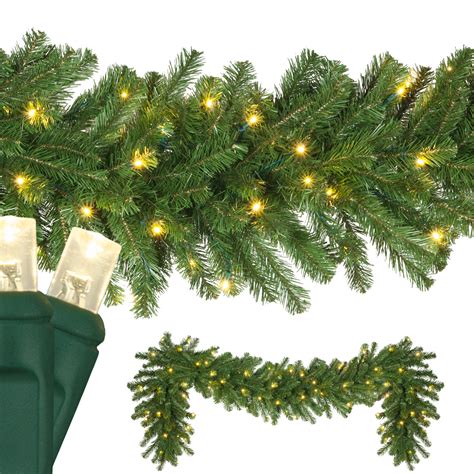 Lighted Christmas Garland - Olympia Pine Prelit Commercial LED Christmas Garland, Warm White Lights