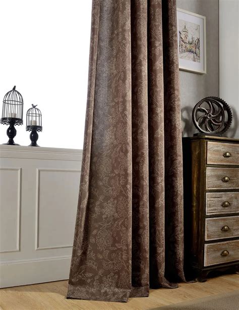 Vintage style curtains flower pattern Semi Light Shading Window Treatments Dark Brown Curtains ...