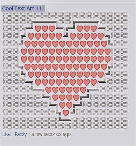 Heart Emoji Art Code For Facebook Comments | Cool ASCII Text Art 4 U