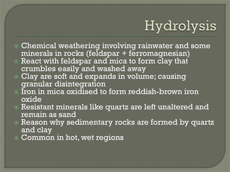 PPT - Chemical Weathering: Hydrolysis & Hydration PowerPoint Presentation - ID:2801488