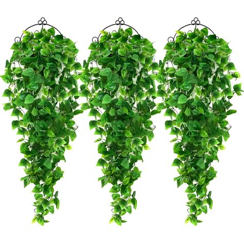 AGEOMET 3pcs Artificial Hanging Plants 3.6ft Fake Ivy Vine, Fake Hanging Plants Vine Plants ...