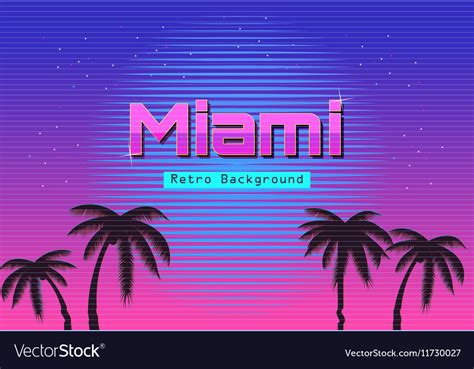 80s retro neon gradient background palms and sun Vector Image