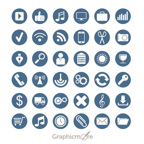 36 Flat Icons Set Design Free Vector Download by GraphicMore