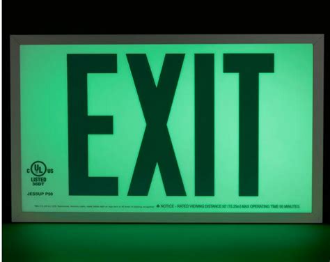 Jessup Aluminum frame Glo Brite® Exit sign, UL924 listed/listed to LED, 50 Ft viewing distance ...