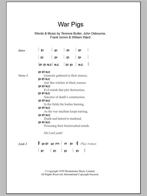 War Pigs by Black Sabbath - Guitar Chords/Lyrics - Guitar Instructor