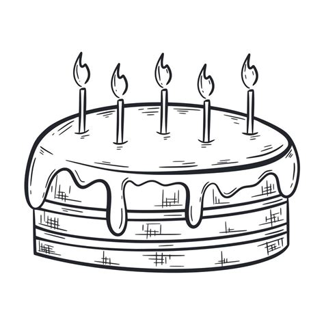 Cake with candles sketch 12041465 Vector Art at Vecteezy