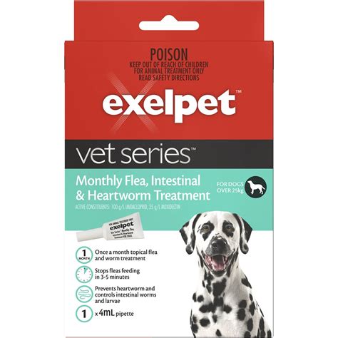 Exelpet Vet Series Flea Intestinal Worm & Heartworm Lge Dog Each | Woolworths