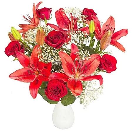 Red Lily and Rose Bouquet | Flowers Delivery 4 U | Southall, Middlesex