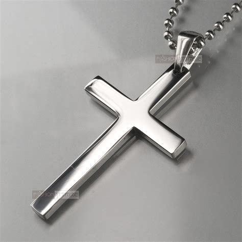 men's stainless steel cross pendant chain necklace BIG | eBay