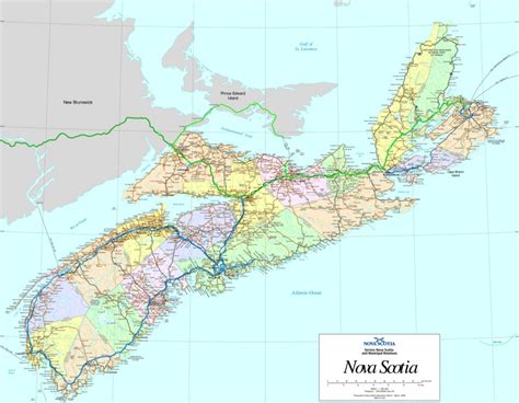 Large detailed map of Nova Scotia with cities and towns