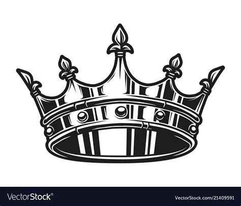 Vintage monochrome royal crown template isolated vector illustration. Download a Free Preview or ...