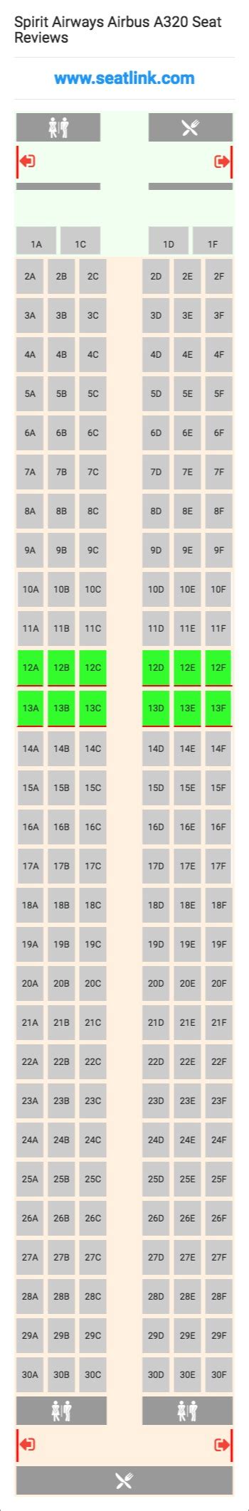 Spirit Airways Airbus A320 Seating Chart - Updated October 2024 - SeatLink