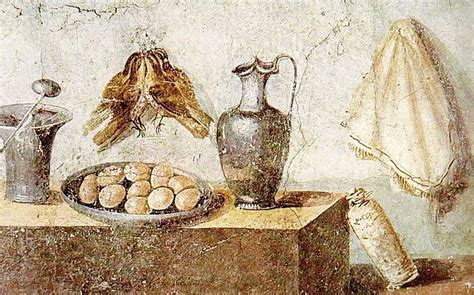 Still life with eggs, thrushes and napkin: Roman fresco (before 79 AD) from the House of Julia ...