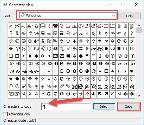 Microsoft Wingdings Chart