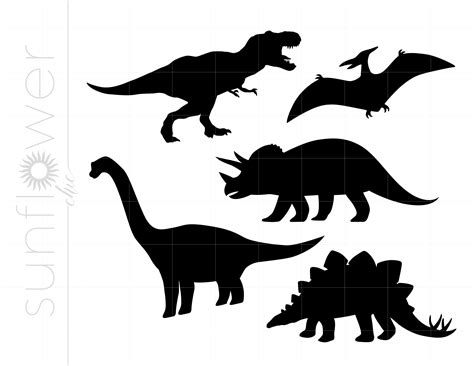 Dinosaur Silhouettes SVG Dinosaur Clipart Dinosaur - Etsy