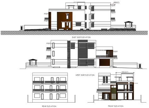 Modern House Elevation Drawing - Cadbull