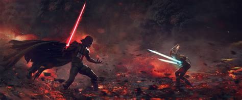 Darth Vader vs Ahsoka (Guillem H. Pongiluppi) | 3440 x 1440 : WidescreenWallpaper