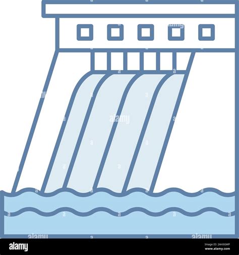 Hydroelectric dam color icon. Water energy plant. Hydropower. Hydroelectricity. Isolated vector ...