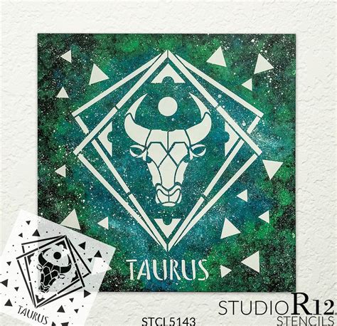 Taurus Zodiac Stencil by StudioR12 | DIY Star Sign Celestial Bedroom & Home Decor | Craft ...