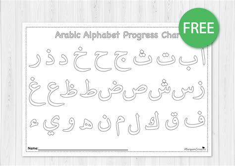 Arabic Alphabet progress chart FREE | Made By Teachers