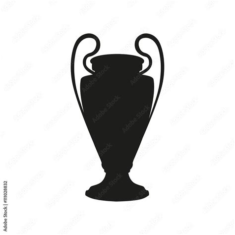 Black cup isolated on white background. Flat vector design element. UEFA Champions league vector ...