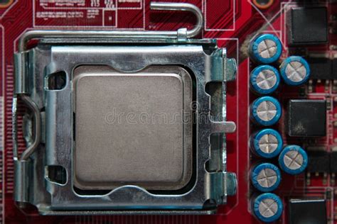 CPU Socket on Motherboard with Installed a Processor Stock Image - Image of element, maintenance ...