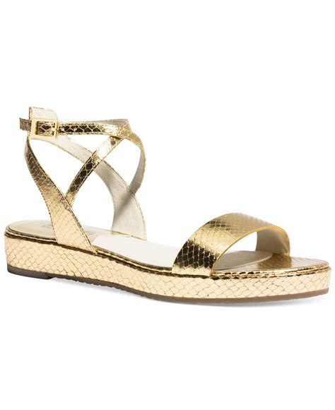 Lyst - Michael Kors Michael Kaylee Flatform Sandals in Metallic