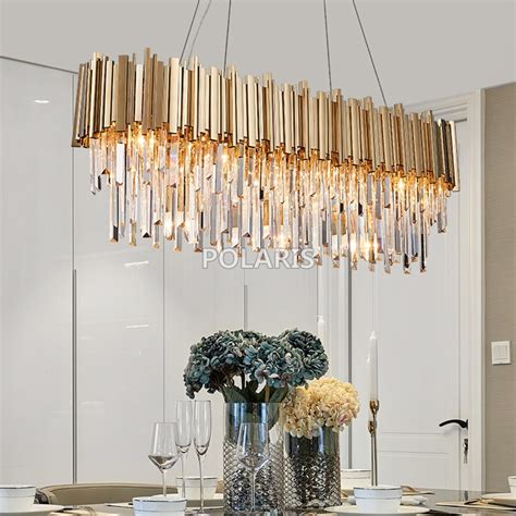 Modern Oval Crystal Chandelier Lighting Fixture Luxury Contemporary Chandeliers Pendant Hanging ...