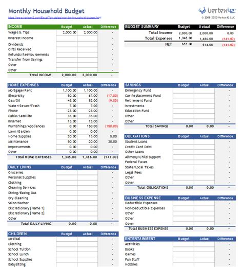 Basic home budget spreadsheet - hopdebridal