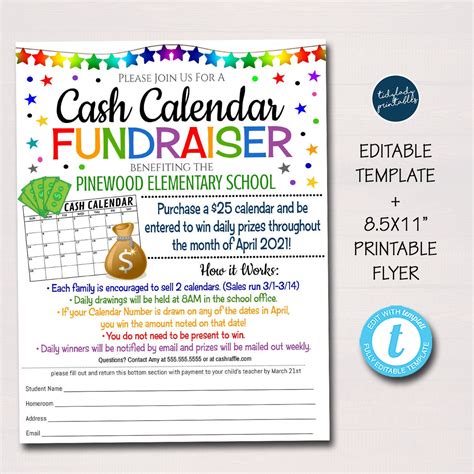 Cash Calendar Fundraiser Flyer | TidyLady Printables